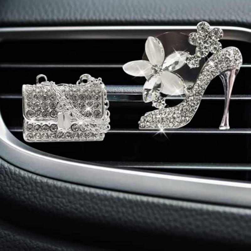 2-Piece Artificial Crystal High Heel & Magic Bag Vent Clips