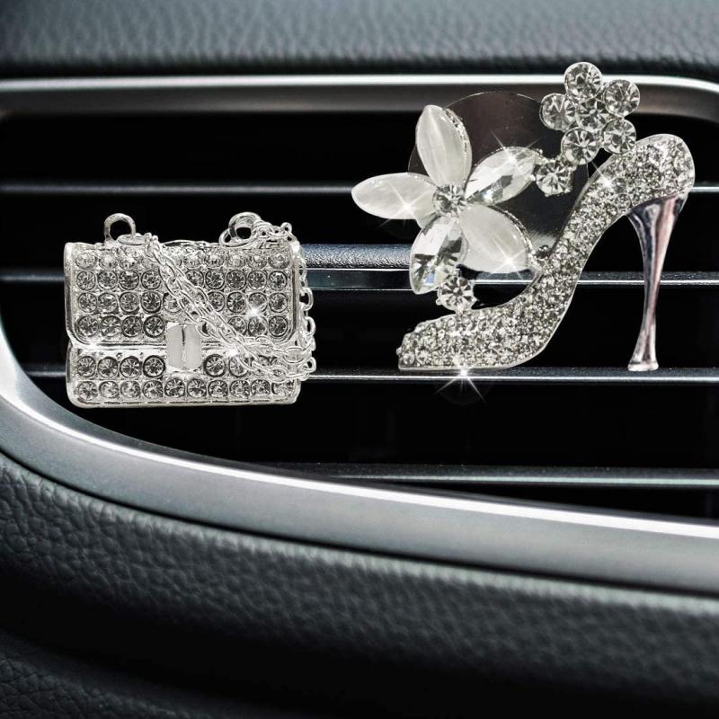 2-Piece Artificial Crystal High Heel & Magic Bag Vent Clips