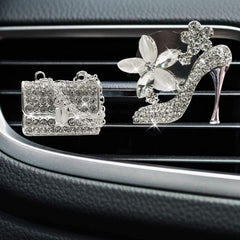 2-Piece Artificial Crystal High Heel & Magic Bag Vent Clips