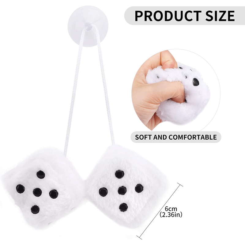 Car Hanging Furry Dice Pair Of Car Mirrior Hanging Fluffy Furry Dice