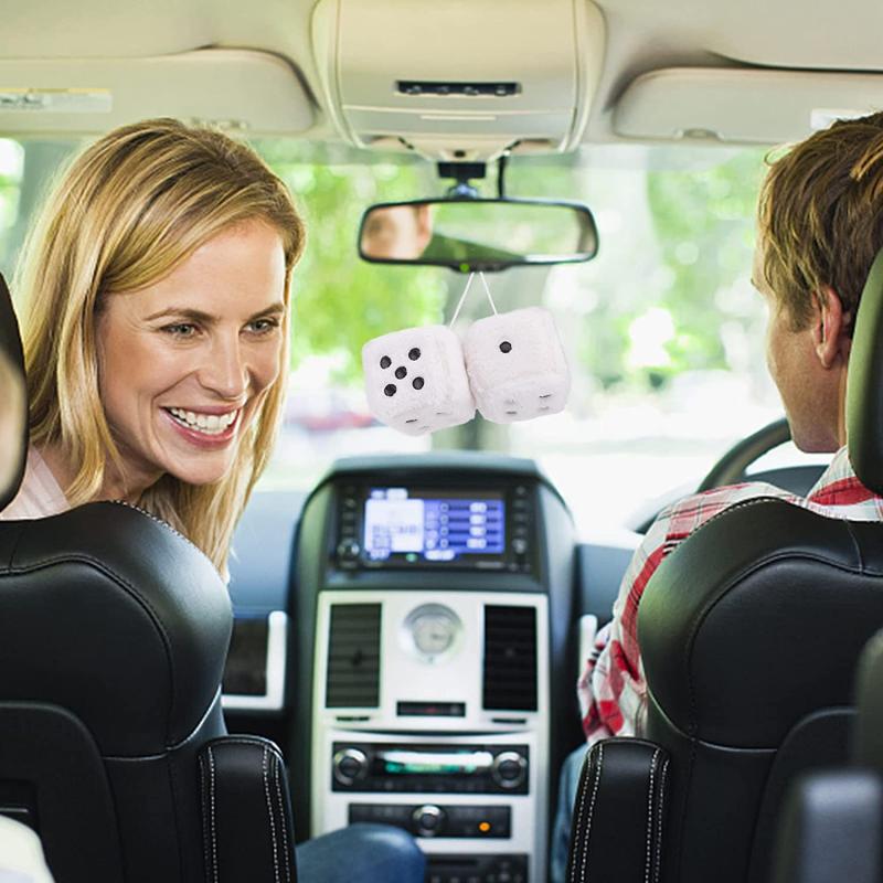 Car Hanging Furry Dice Pair Of Car Mirrior Hanging Fluffy Furry Dice