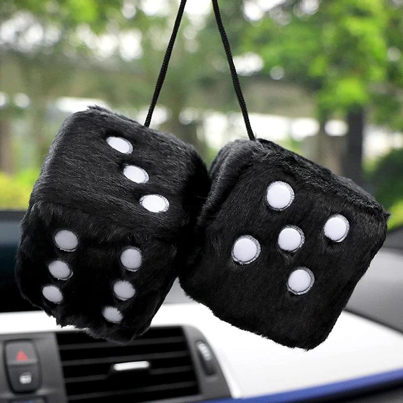 Car Hanging Furry Dice Pair Of Car Mirrior Hanging Fluffy Furry Dice
