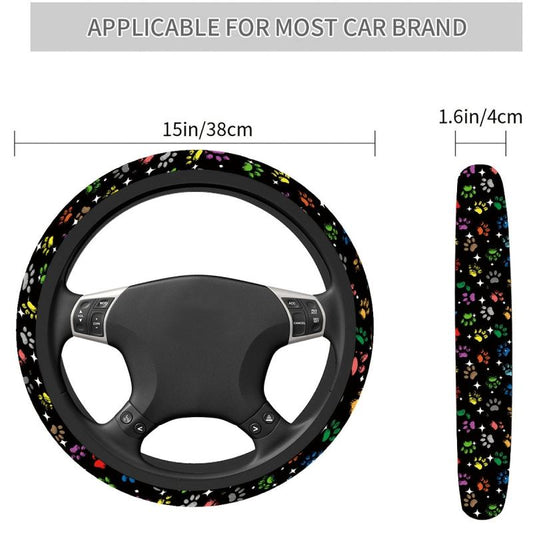 Star Dog Paw Print Steering Wheel Cover