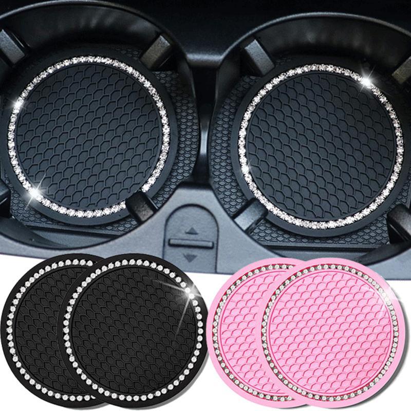 2pcs Non slip Rhinestone Car Cup Holder Coasters