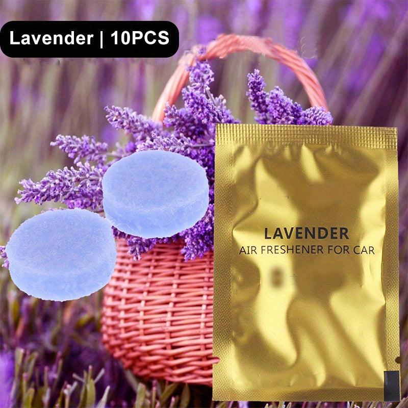 10pcs Car Air Freshener Tablets 5 Scents Lavender Lemon Ocean Peach & Cologne