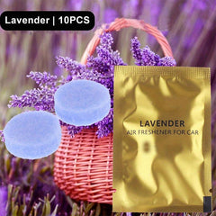 10pcs Car Air Freshener Tablets 5 Scents Lavender Lemon Ocean Peach & Cologne