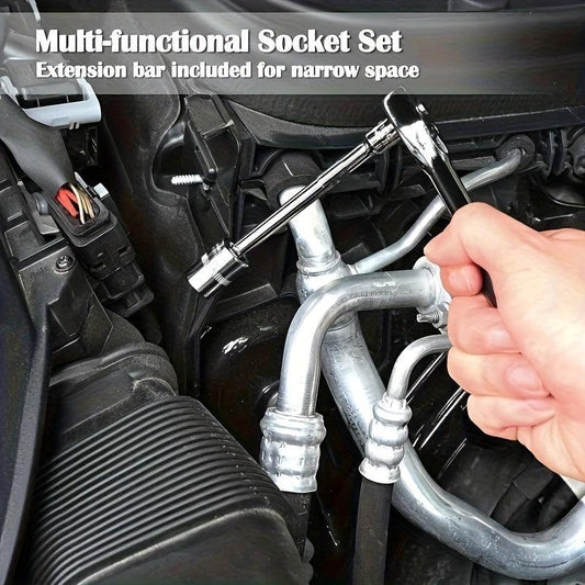 46pc Car Repair Tool Set Ratchet Torque Wrench Screwdriver Socket Combo Kit