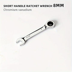 6mm-19mm Reversible Combo Stubby Wrench 72-Tooth Ratchet Socket Spanner Nut Tool