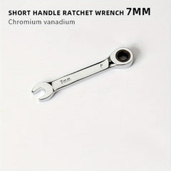 6mm-19mm Reversible Combo Stubby Wrench 72-Tooth Ratchet Socket Spanner Nut Tool