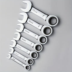 6mm-19mm Reversible Combo Stubby Wrench 72-Tooth Ratchet Socket Spanner Nut Tool