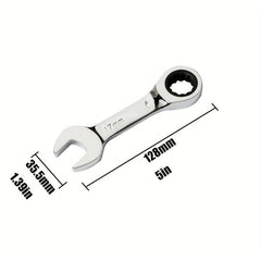6mm-19mm Reversible Combo Stubby Wrench 72-Tooth Ratchet Socket Spanner Nut Tool