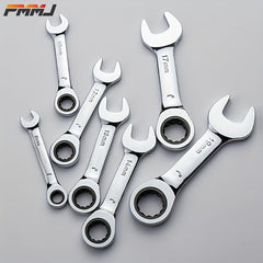 6mm-19mm Reversible Combo Stubby Wrench 72-Tooth Ratchet Socket Spanner Nut Tool