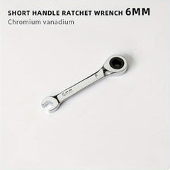 6mm-19mm Reversible Combo Stubby Wrench 72-Tooth Ratchet Socket Spanner Nut Tool