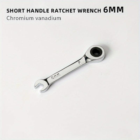 6mm-19mm Reversible Combo Stubby Wrench 72-Tooth Ratchet Socket Spanner Nut Tool