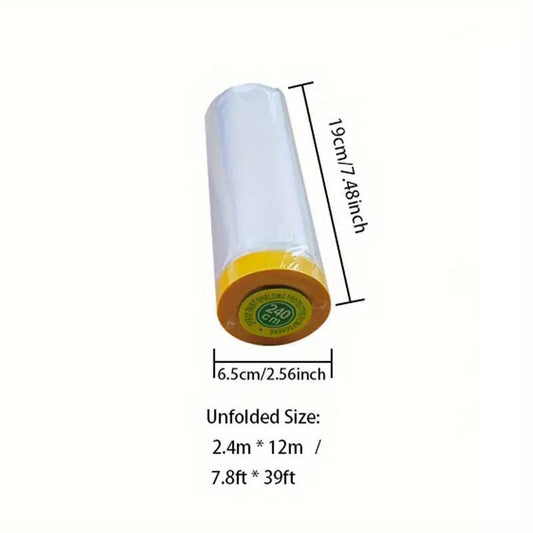 Pre Taped Masking Film Clear Plastic Sheeting