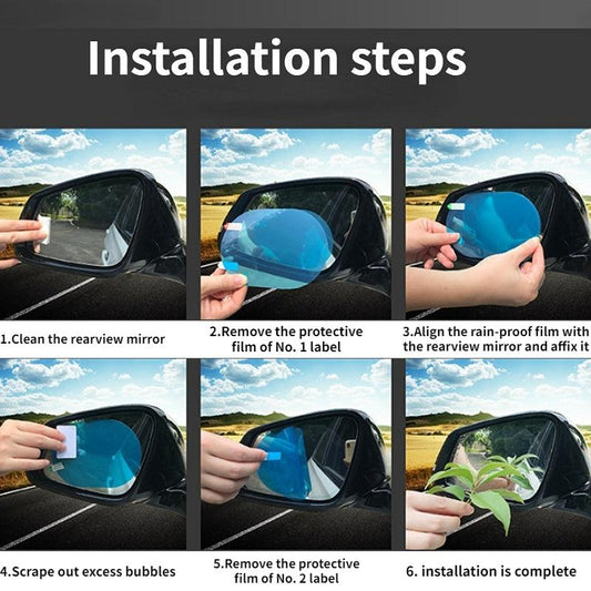 2pcs Car Rear Lens Anti Rain Film Reflective Mirror Nanocrysmic Anti Rain Film