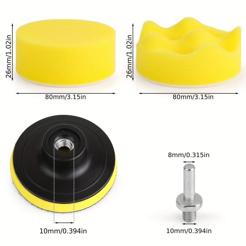 Car Foam Drill 3 Inch Buffing Pad 11 Pcs Polishing Pads Kit