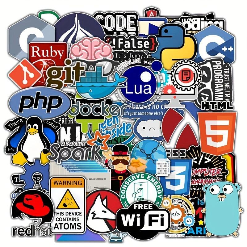 50pcs Programming Sticker for DIY Computer Laptop PS4 Motorcycle