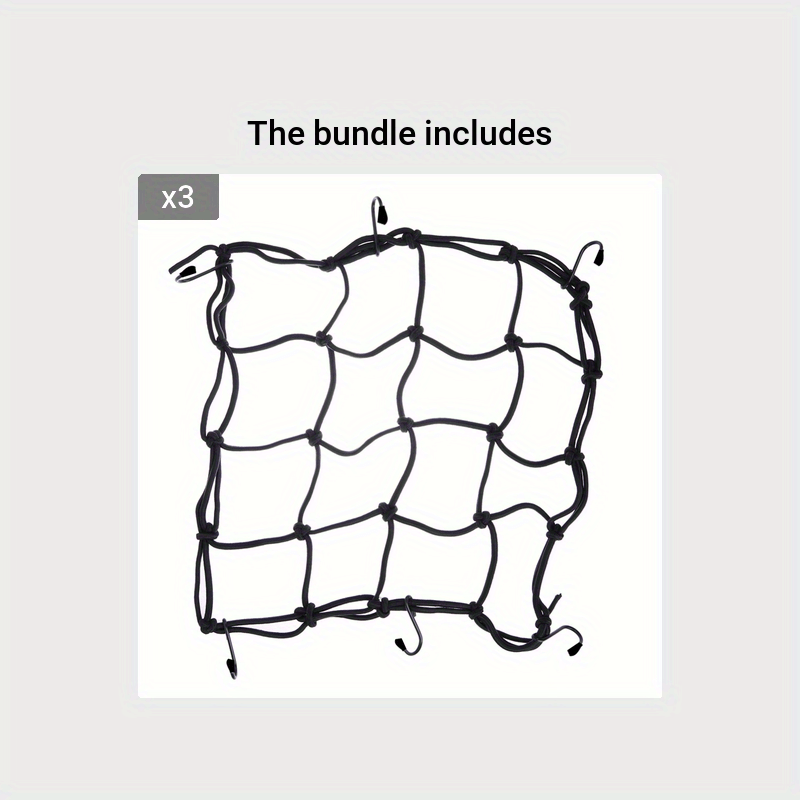 1pc Motorcycle Luggage Net 6 Hooks Hold Down Fuel Tank Mesh Web Bungee