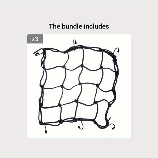 1pc Motorcycle Luggage Net 6 Hooks Hold Down Fuel Tank Mesh Web Bungee