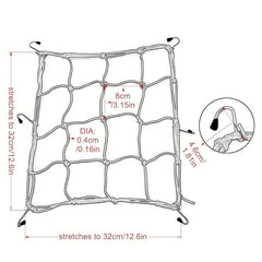 1pc Motorcycle Luggage Net 6 Hooks Hold Down Fuel Tank Mesh Web Bungee