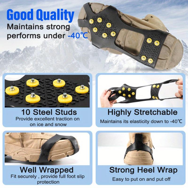 10 Studs Anti-Skid Ice Snow Gripper Spike Winter Climbing Anti Slip Ice Spikes