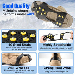 10 Studs Anti-Skid Ice Snow Gripper Spike Winter Climbing Anti Slip Ice Spikes