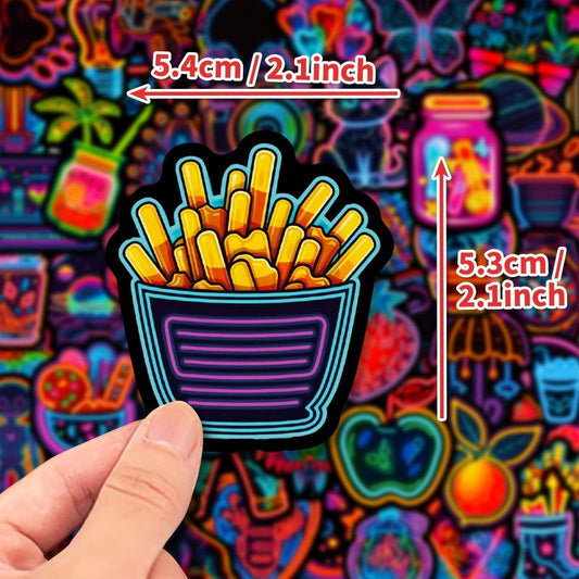 50pcs Neon Style Stickers for Motorcycle Laptop Skateboard