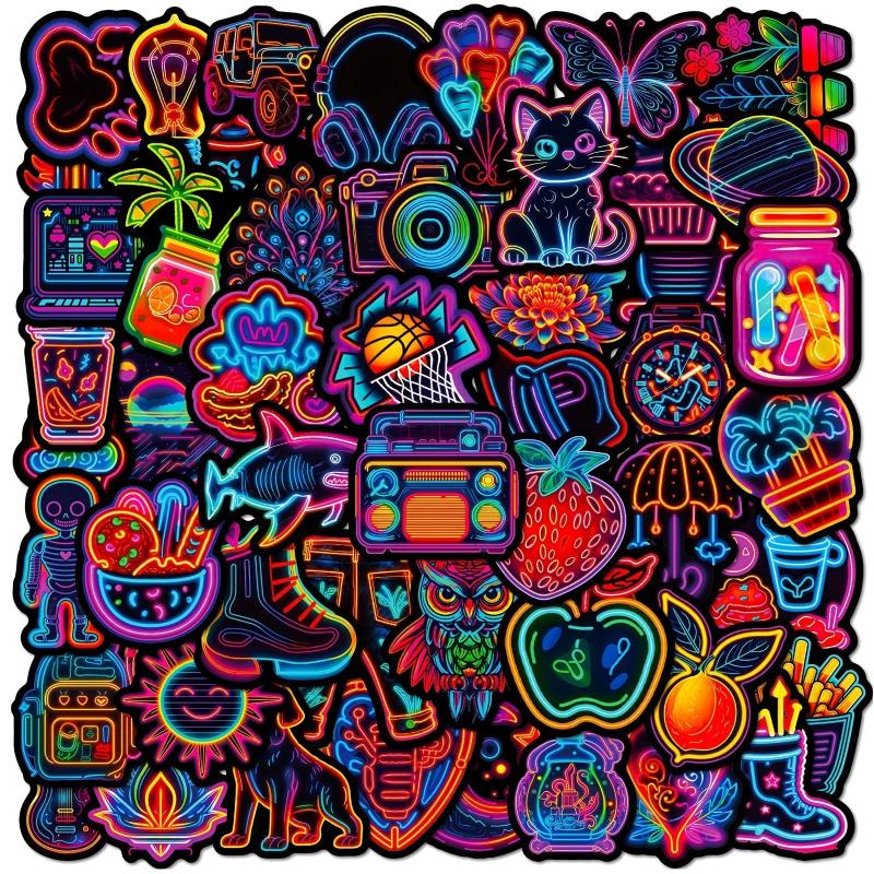 50pcs Neon Style Stickers for Motorcycle Laptop Skateboard