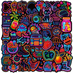 50pcs Neon Style Stickers for Motorcycle Laptop Skateboard