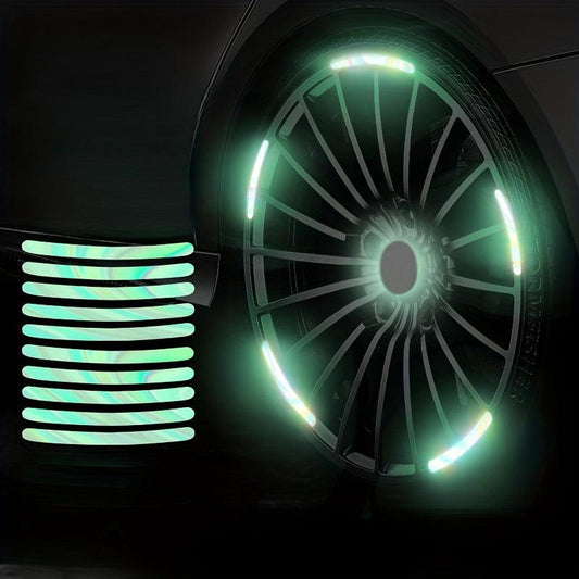 10pcs Car Hub Reflective Sticker Strips for Automobiles