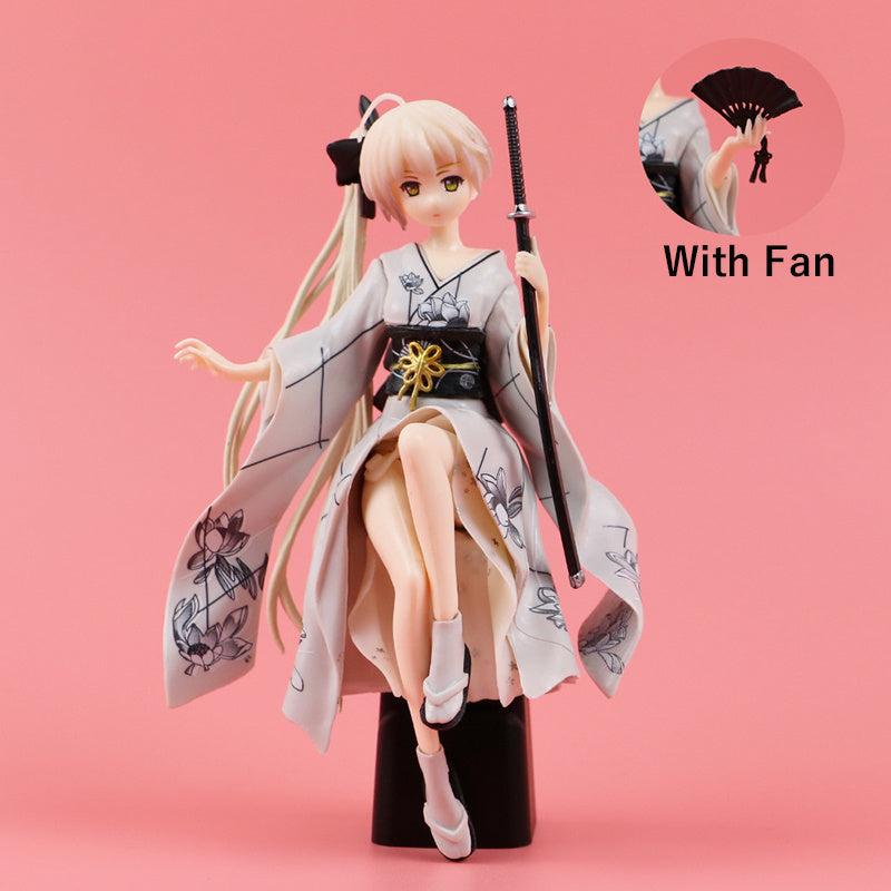 Anime Girl Kimono Figure Car Ornament with Base