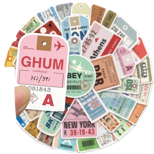 40pcs Retro Boarding Card Stickers Waterproof Travel Laptop Car Motorcycle