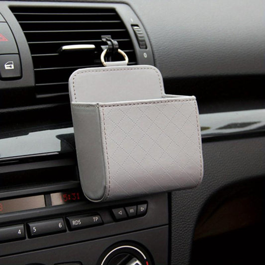 Car Vent Storage Bag Leather Organizer Air Vent Phone Holder
