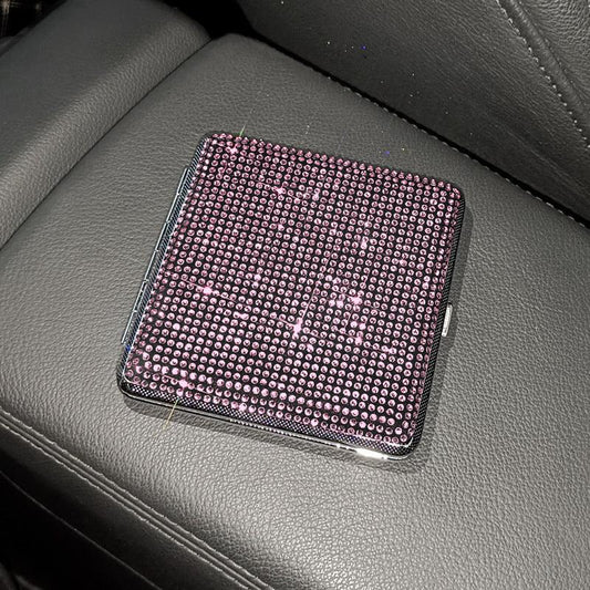 Rhinestone Ladies' Cigarette Case, Ultra-thin Stainless Steel