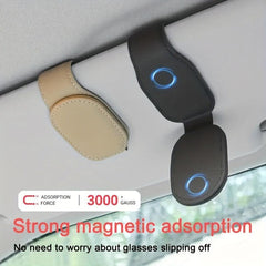 Magnetic Leather Glasses Holder Clip