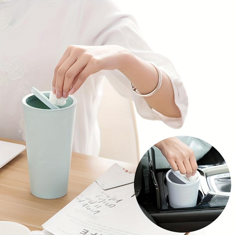 Car Garbage Bin Flip Cover Car Door with Cup Holder Storage