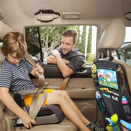 Car Seat Organizer & Tablet Holder for Kids' Entertainment on Road Trips