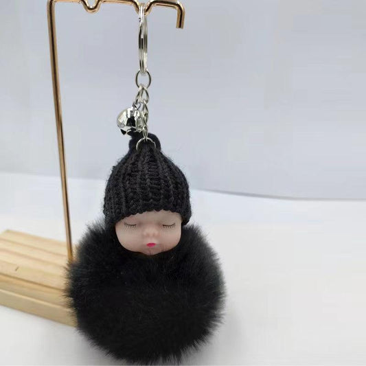 Plush Doll Keychains Pompom Sleeping Baby - Keychain for Women Girl