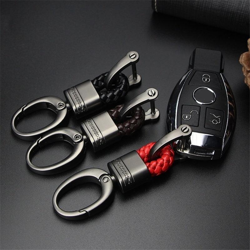 Hand Woven Horseshoe Buckle Keychain Car Keyring Gift Creative Auto Accessories