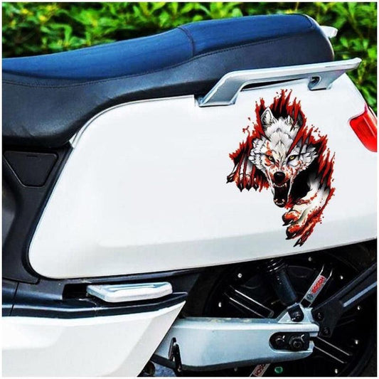 3D Realistic Wolf Head Car Hood Door Scratch Cover Sticker