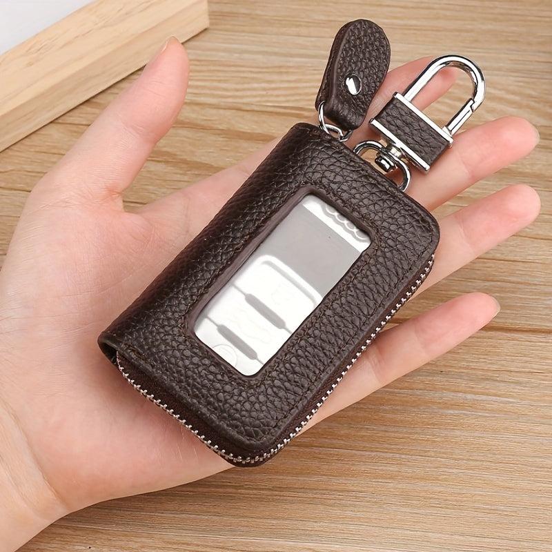 Leather Car Key Case Business Key Shell Waist Hanging Zipper Key Protection Case
