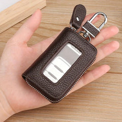 Leather Car Key Case Business Key Shell Waist Hanging Zipper Key Protection Case