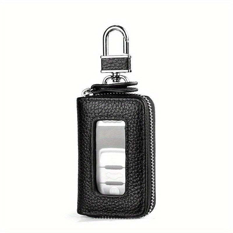 Leather Car Key Case Business Key Shell Waist Hanging Zipper Key Protection Case