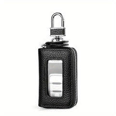 Leather Car Key Case Business Key Shell Waist Hanging Zipper Key Protection Case