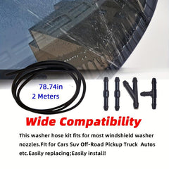 Windshield Washer Hose Kit 2m Universal 4 Connectors Water Pump Nozzle Install