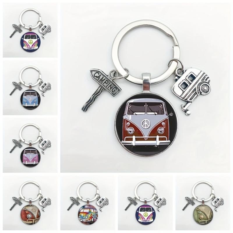 Vintage Hippie Peace Sign Van Bus Keychain