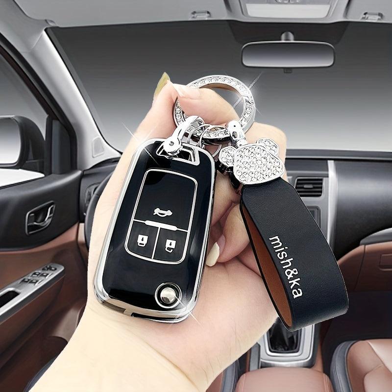 Artificial Diamond Car Keychain Leather Rope for Chevrolet Buick