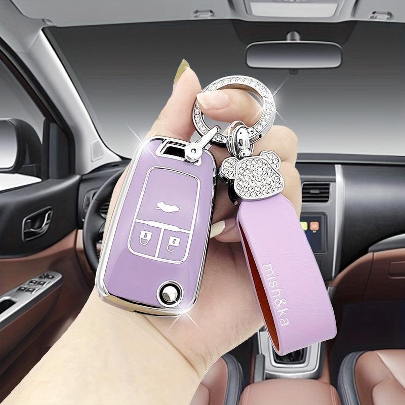Artificial Diamond Car Keychain Leather Rope for Chevrolet Buick