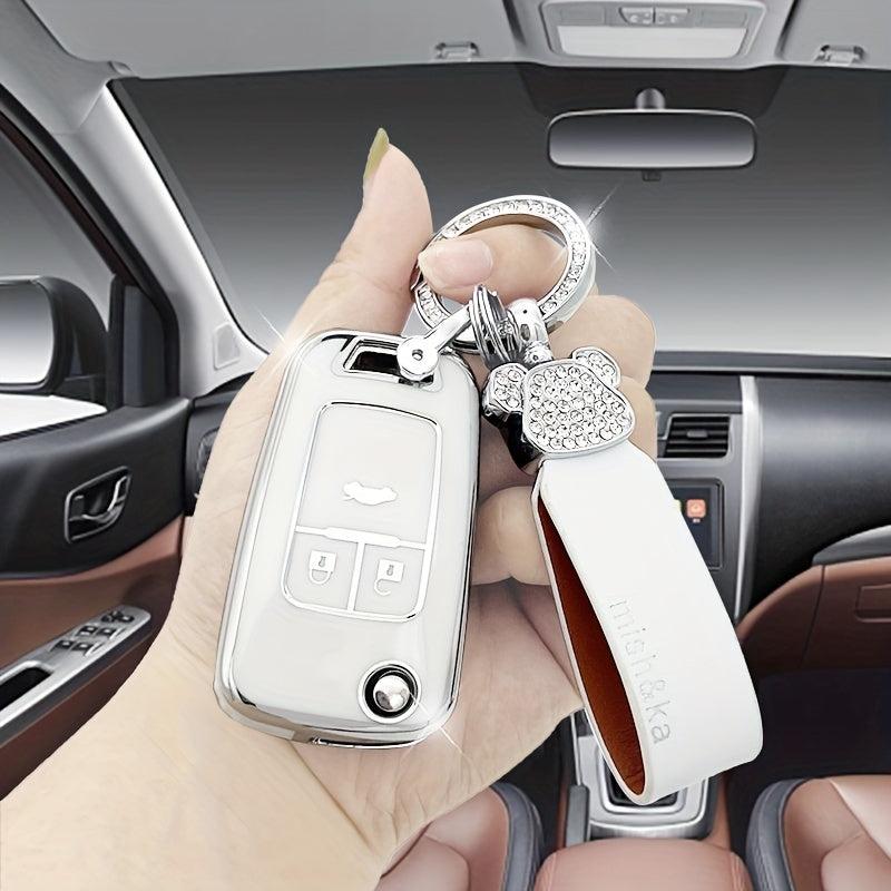 Artificial Diamond Car Keychain Leather Rope for Chevrolet Buick